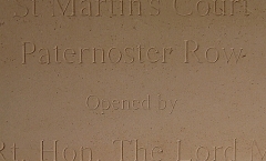 Stone plaque - unveiled - Lord Mayor London