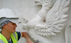 Darnley Mausoleum griffins, shield, crown and motif