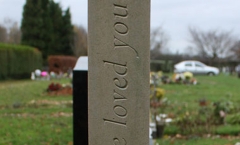 Hand carved gravestone - side letters