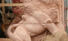 Carving sandstone lion statue stage 2