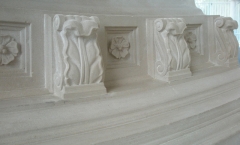 Carved cornice stones inside Mausoleum